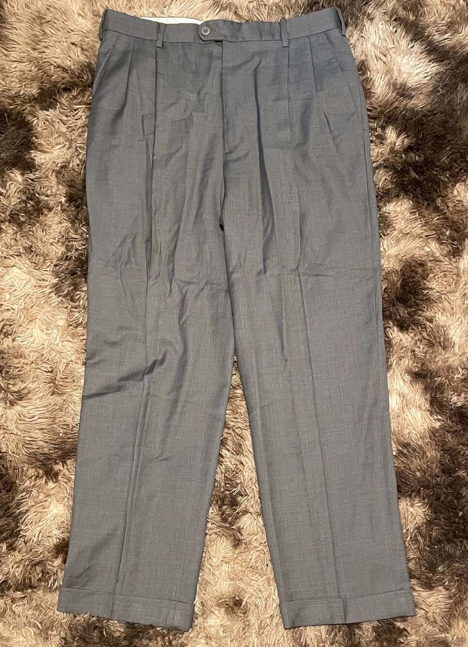 High quality Zanella Mens Pleated Dress Trousers Gray Wool Size 36